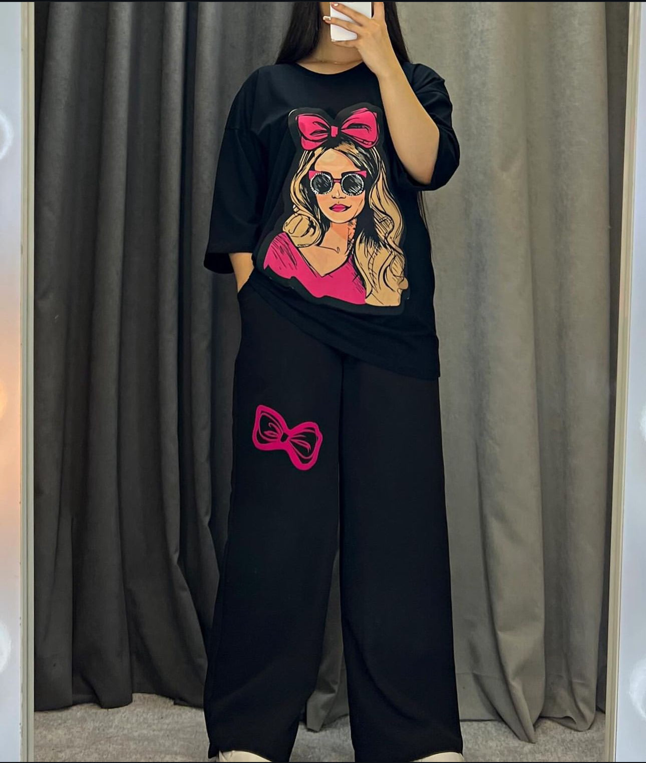 ZCC-15  Printed Drop-Shoulder Tee Trousers