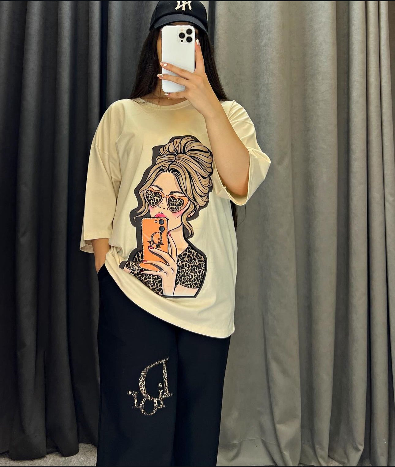 ZCC-15  Printed Drop-Shoulder Tee Trousers